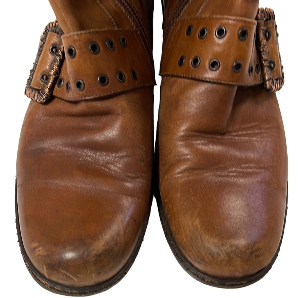 Goffredo Fantini distressed leather knee high brown boots size 37 - Picture 5 of 14